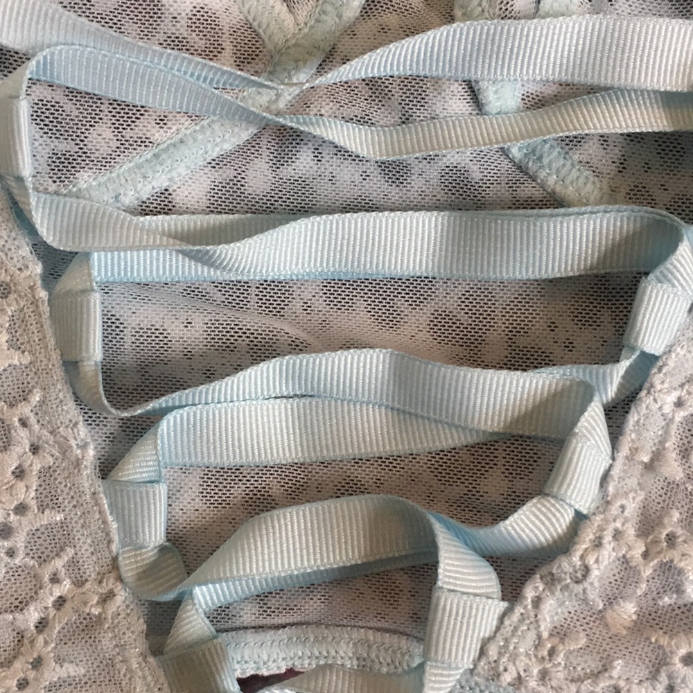 NWT Intimately Free People Lele Longline Embroidered Mesh Bra in Atmosphere Blue - Picture 6 of 9